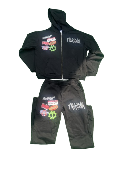 Black "WHAT THE" SWEATSUIT